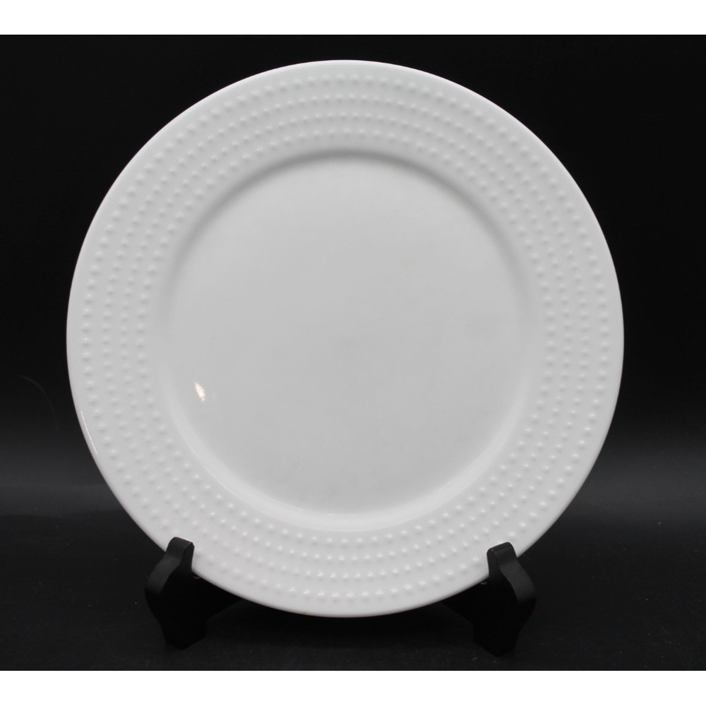 Set of (4) Mikasa Nellie Bone China White Beaded Dinner Plate 9.25" Replacement